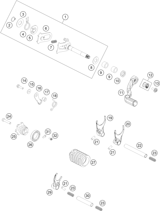 Sprängskiss: Shifting Mechanism – KTM 85 SX 17/14 2022