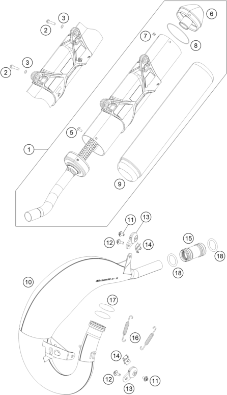 Sprängskiss: Exhaust System – KTM 125 XC-W 2019