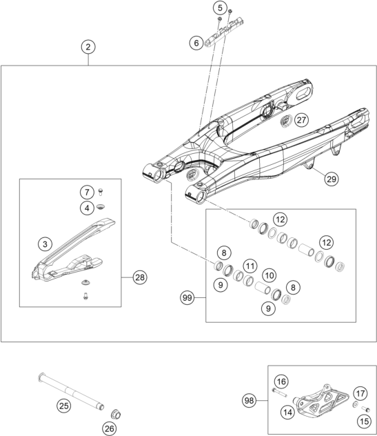 Sprängskiss: Swing Arm – KTM 300 XC 2019