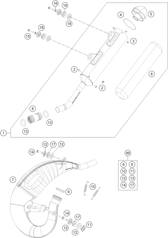 Sprängskiss: Exhaust System – KTM 150 SX 2019