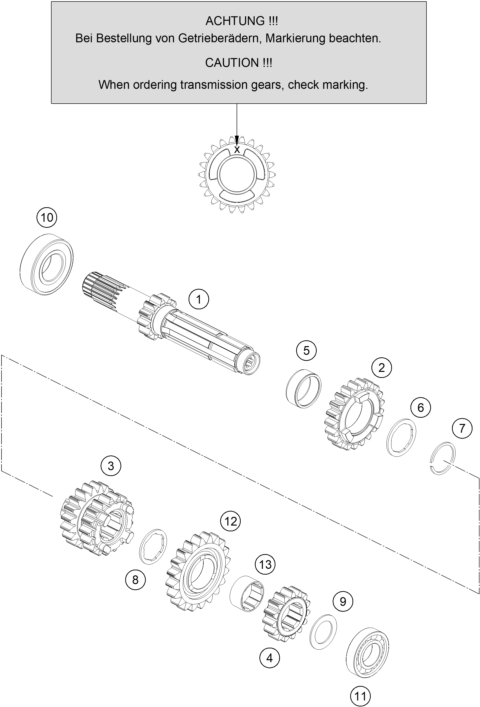 Sprängskiss: Transmission I - Main Shaft – KTM 150 XC-W 2026