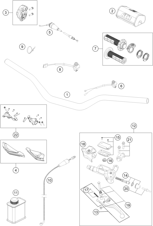 Sprängskiss: Handlebar, Controls – KTM 300 XC 2019