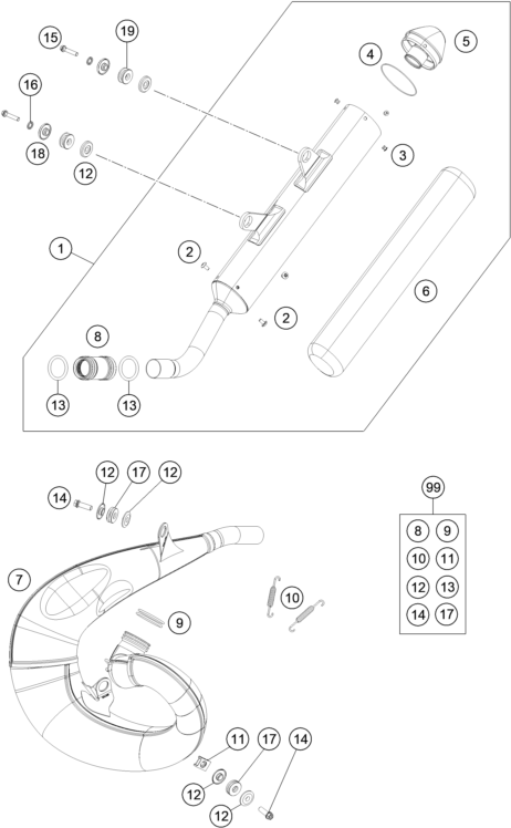 Sprängskiss: Exhaust System – KTM 300 XC 2019