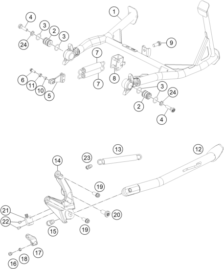 Sprängskiss: Side / Center Stand – KTM 1290 Super Adventure S, silver 2019
