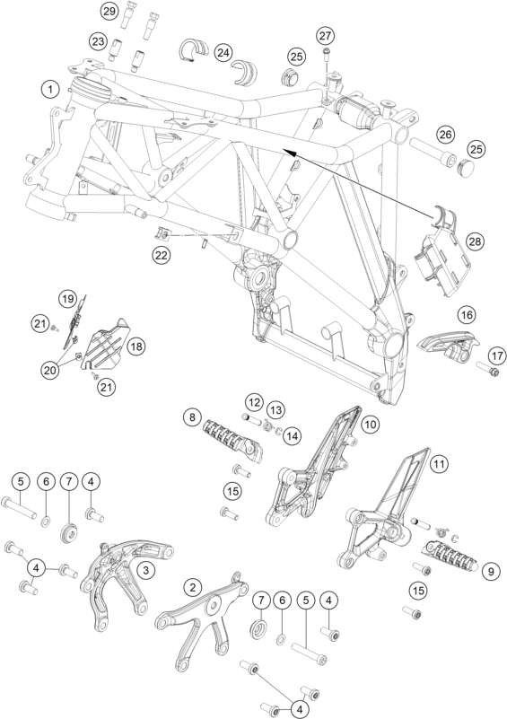 Sprängskiss: Frame – KTM KTMR2R 1290 SUPER DUKE GT, orange 2022