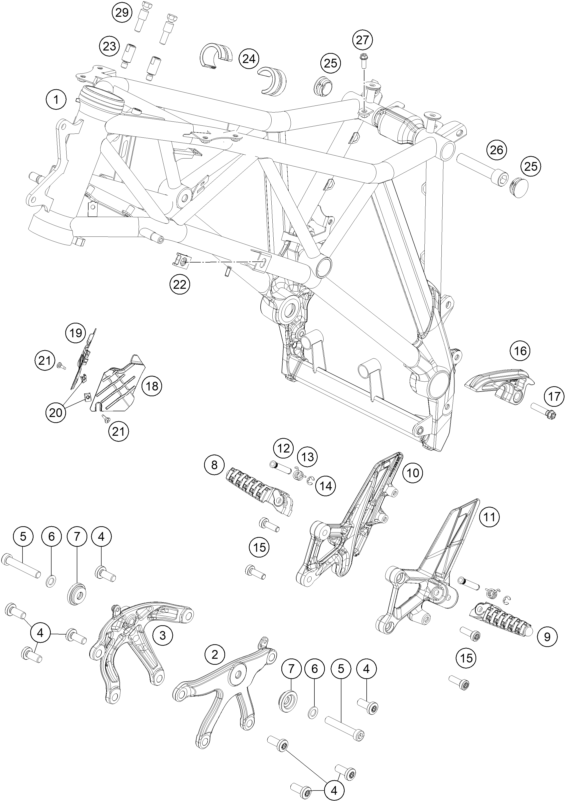 Sprängskiss: Frame – KTM 1290 Super Duke GT, white 2019