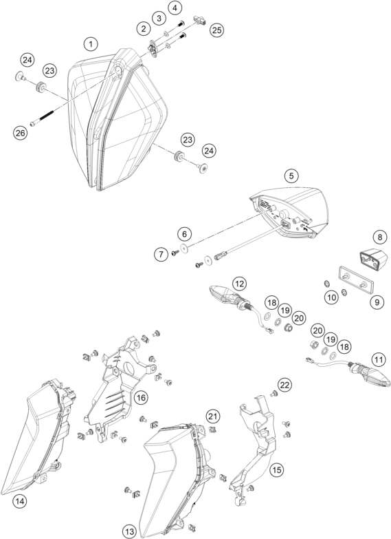 Sprängskiss: Lighting System – KTM KTMR2R 1290 SUPER DUKE GT, orange 2022