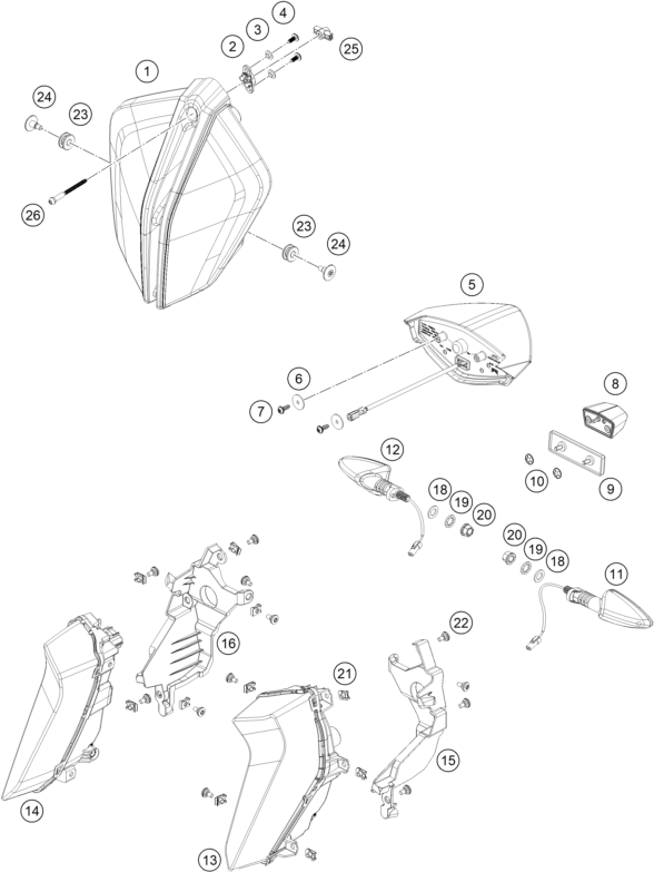 Sprängskiss: Lighting System – KTM 1290 SUPER DUKE GT, orange 2023