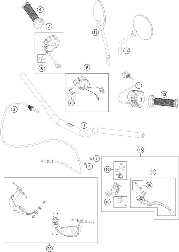 Sprängskiss: Handlebar, Controls – KTM 790 Adventure R 2020