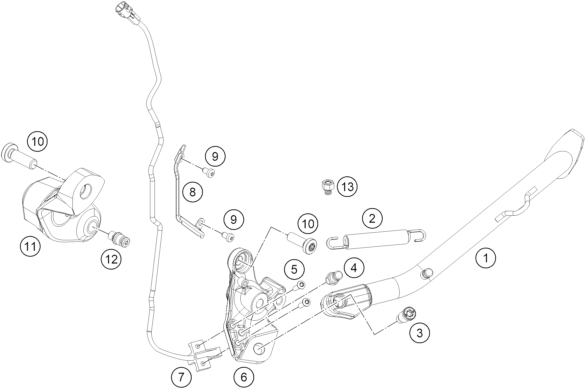 Sprängskiss: Side / Center Stand – KTM 890 SMT 2026