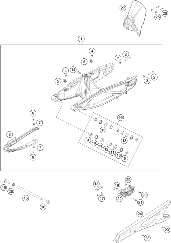 Sprängskiss: Swing Arm – KTM 790 Adventure, white 2019