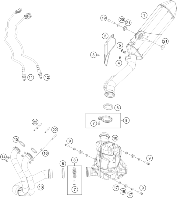 Sprängskiss: Exhaust System – KTM 790 Adventure, white 2019