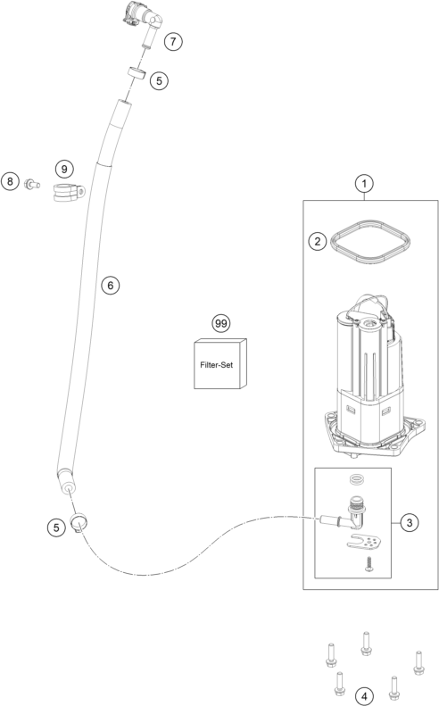 Sprängskiss: Fuel Pump – KTM 890 SMT 2026
