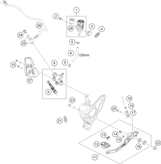 Sprängskiss: Rear Brake Control – KTM 790 ADVENTURE R 2026