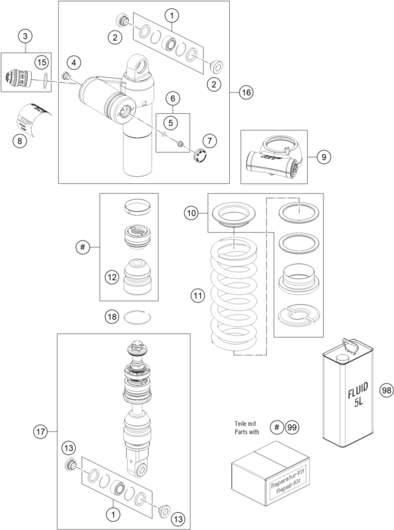 Sprängskiss: Shock Absorber Disassembled – KTM 790 Adventure R 2020