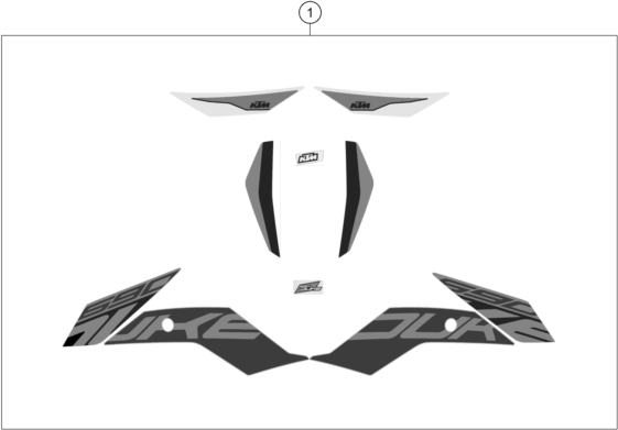 Sprängskiss: Decal – KTM 690 Duke, orange 2019