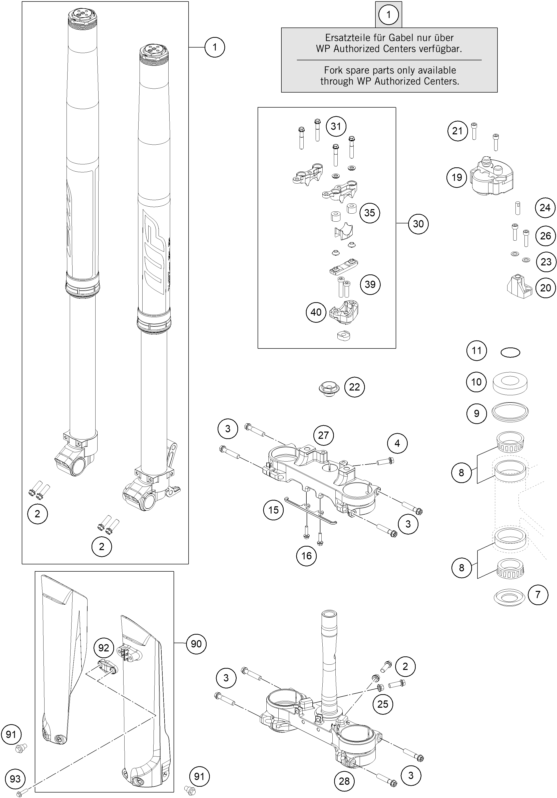 Sprängskiss: Front Fork, Triple Clamp – KTM 450 RALLY FACTORY REPLICA 2021