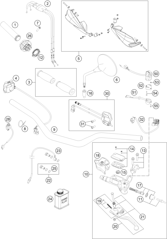 Sprängskiss: Handlebar, Controls – KTM 450 RALLY FACTORY REPLICA 2021
