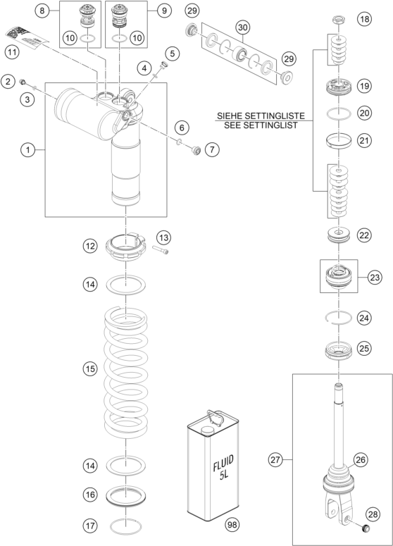 Sprängskiss: Shock Absorber Disassembled – KTM 450 RALLY Factory Replica 2018