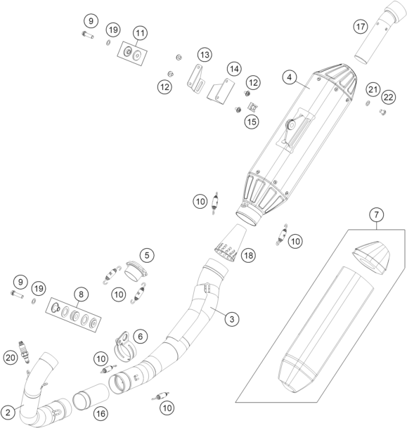 Sprängskiss: Exhaust System – KTM KTM 450 RALLY REPLICA 2023