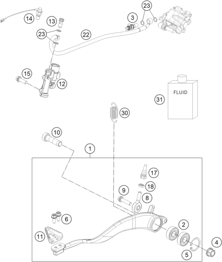 Sprängskiss: Rear Brake Control – KTM KTM 450 RALLY REPLICA 2023