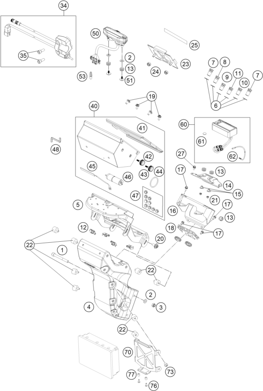 Sprängskiss: Instruments / Lock System – KTM 450 RALLY Factory Replica 2019