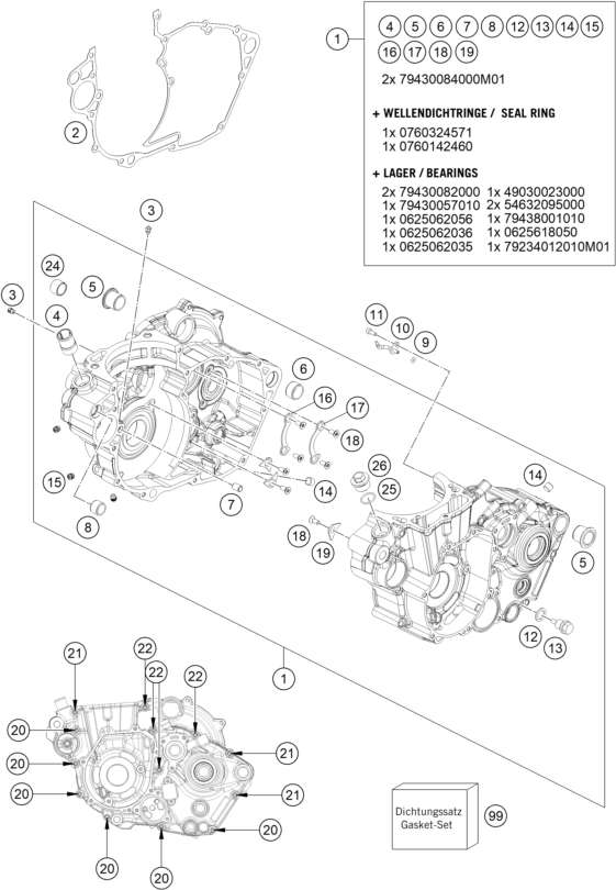 Sprängskiss: Engine Case – KTM 450 RALLY FACTORY REPLICA 2021