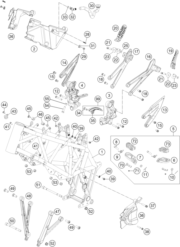Sprängskiss: Frame – KTM 690 SMC R 2019