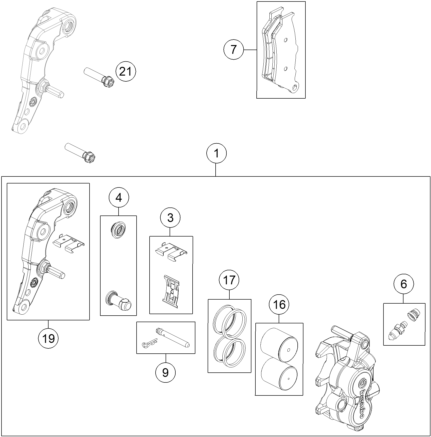 Sprängskiss: Front Brake Caliper – KTM 690 ENDURO R 2 2026