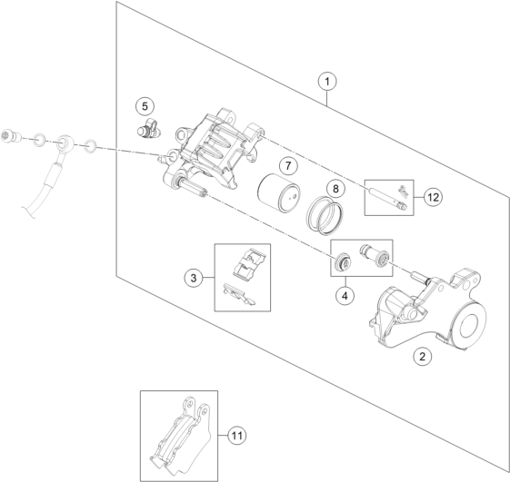 Sprängskiss: Rear Brake Caliper – KTM 690 SMC R 2 2026