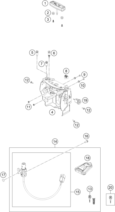 Sprängskiss: Instruments / Lock System – KTM 690 Enduro R 2020