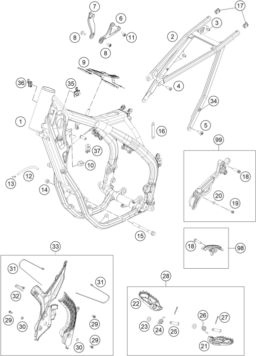Sprängskiss: Frame – KTM 250 XC-F 2019