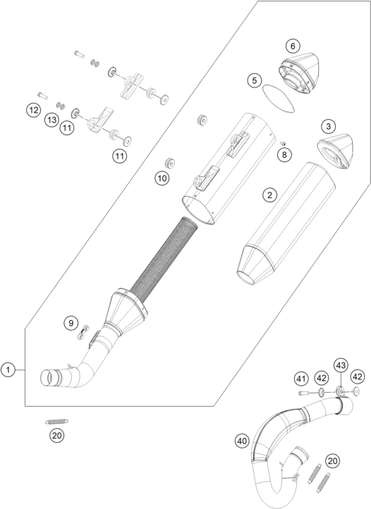 Sprängskiss: Exhaust System – KTM 350 XC-F 2022