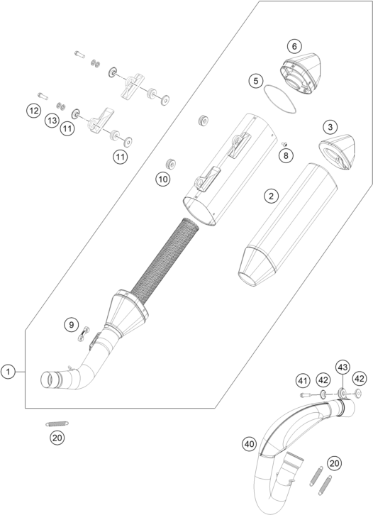 Sprängskiss: Exhaust System – KTM 450 XC-F 2019