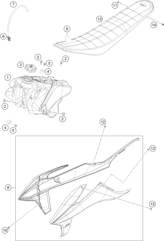 Sprängskiss: Tank, Seat – KTM 450 SMR 2021