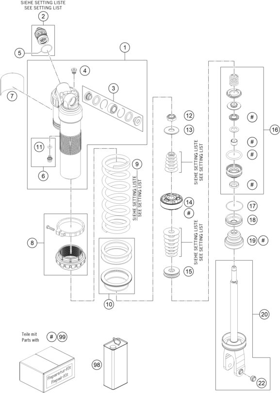 Sprängskiss: Shock Absorber Disassembled – KTM 150 SX 2022