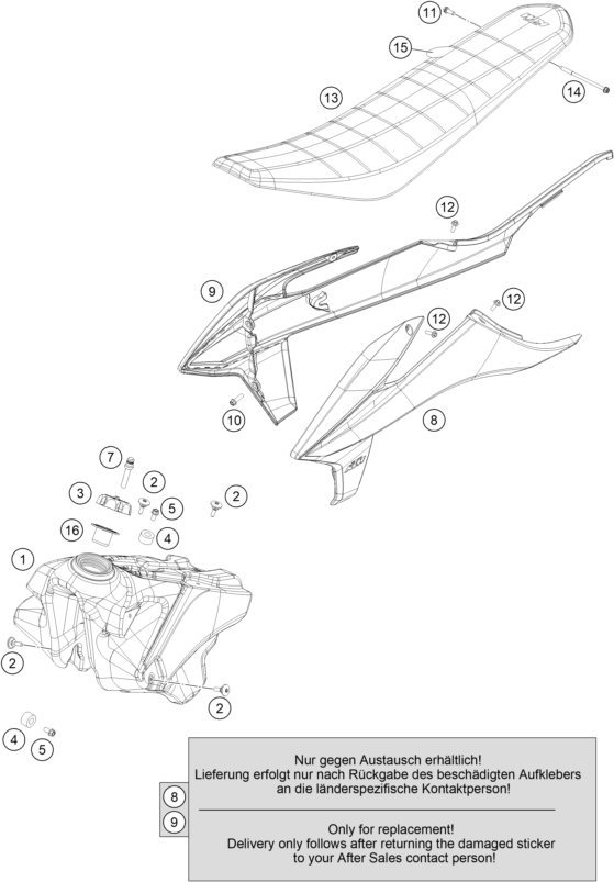 Sprängskiss: Tank, Seat – KTM 450 SX-F HERLINGS REPLICA 2019