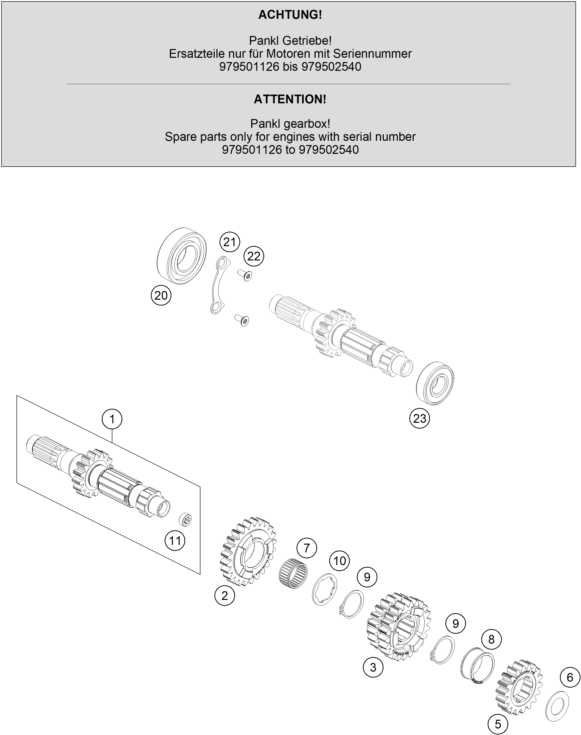 Sprängskiss: Transmission I - Main Shaft – KTM 450 SX-F 2019