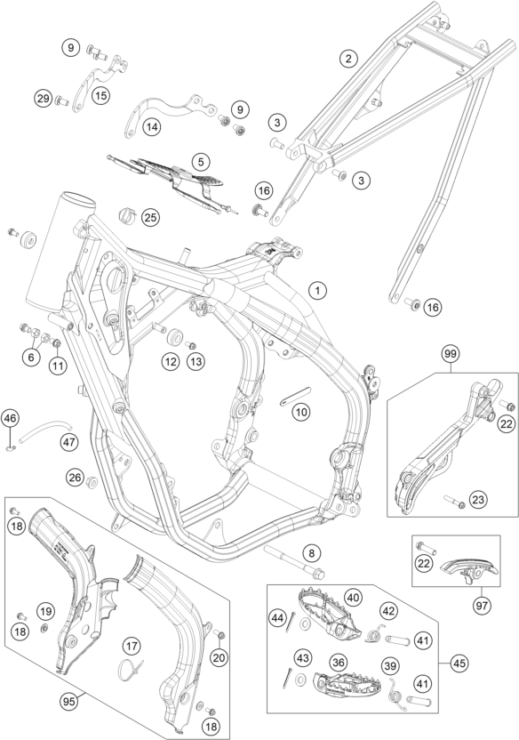 Sprängskiss: Frame – KTM 150 XC-W 2019