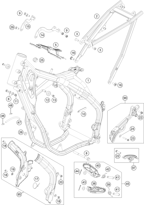 Sprängskiss: Frame – KTM 300 XC-W Six Days TPI 2019