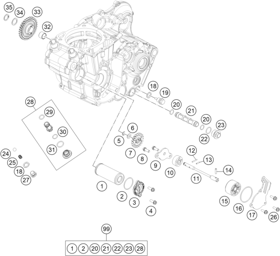 Sprängskiss: Lubricating System – KTM 450 EXC-F 2019