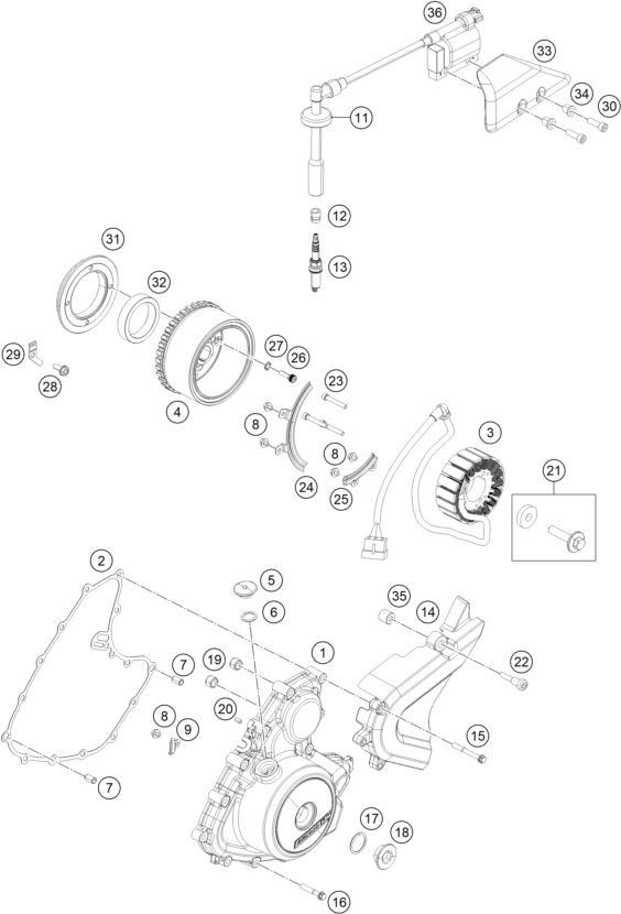 Sprängskiss: Ignition System – KTM 250 Duke, white 2019