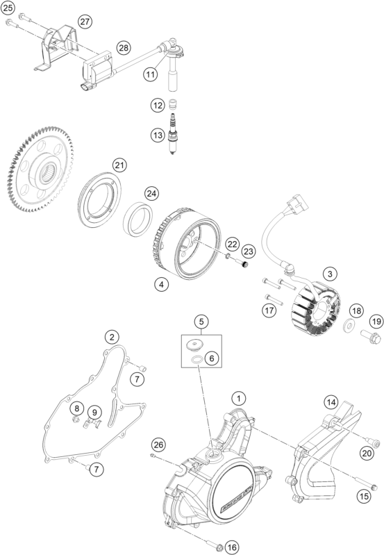 Sprängskiss: Ignition System – KTM RC 125, orange, 2019