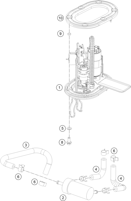 Sprängskiss: Fuel Pump – KTM 200 Duke, orange-CKD 2019