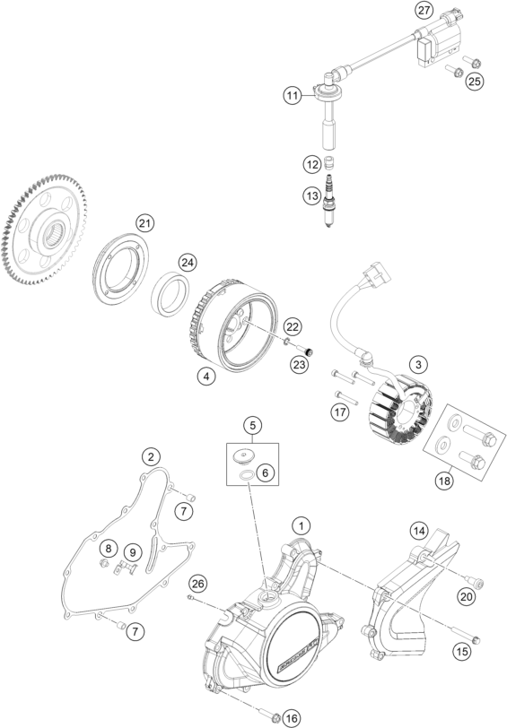 Sprängskiss: Ignition System – KTM 200 Duke, orange 2020