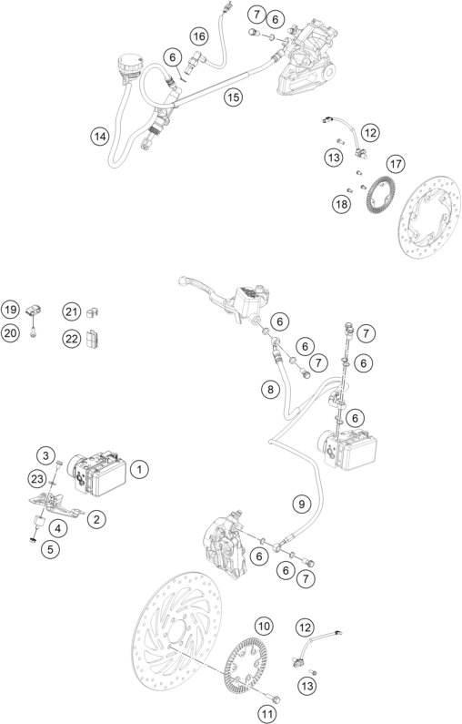Sprängskiss: Abs – KTM 200 Duke, orange-CKD 2019