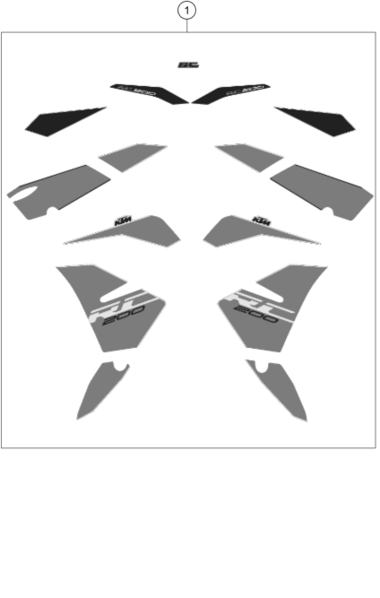 Sprängskiss: Decal – KTM RC 200, white, w/o ABS - CKD 2019