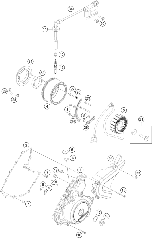 Sprängskiss: Ignition System – KTM RC 390, black, 2019