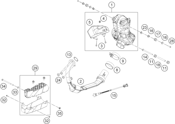 Sprängskiss: Exhaust System – KTM 200 DUKE, white B.D. 2022