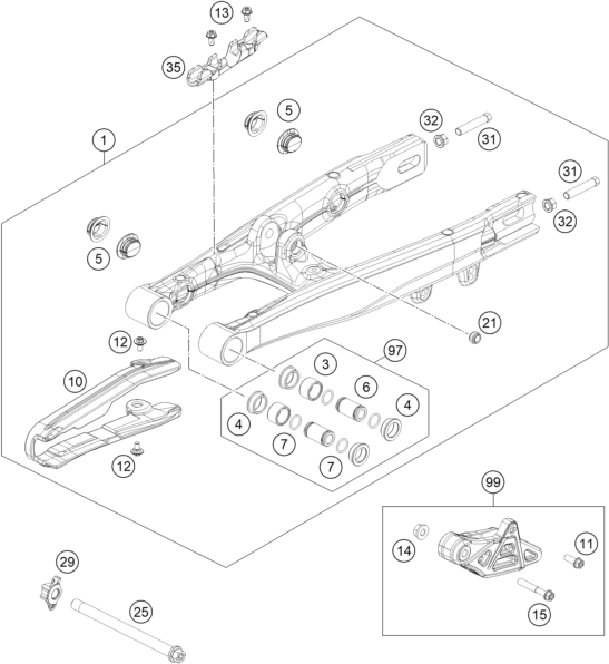 Sprängskiss: Swing Arm – KTM 50 SX 2022